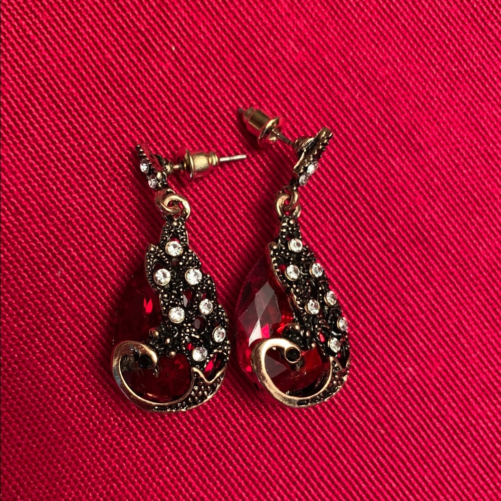 Peacock ruby earrings